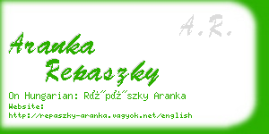 aranka repaszky business card